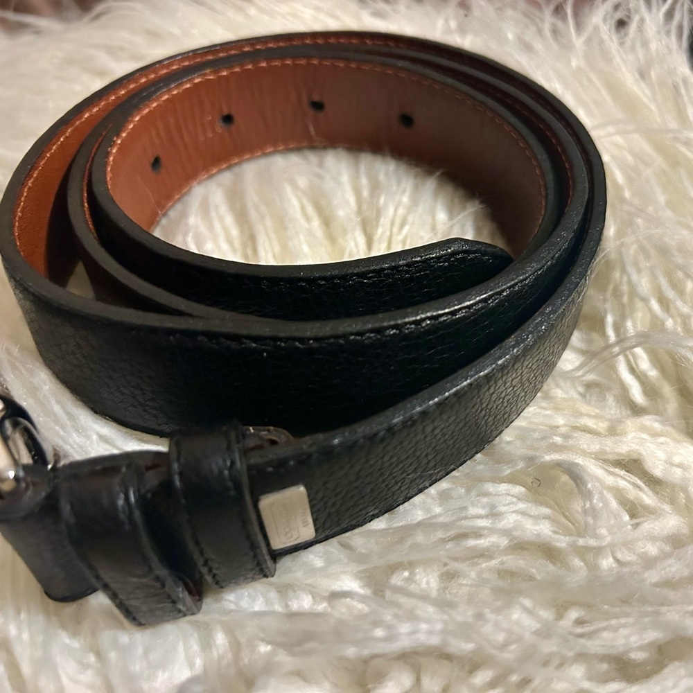 🔥🔥🔥Coach Black and Brown Leather Belt with Silver Buckle